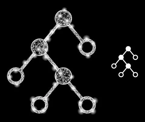 Polygonal Network Mesh Binary Chart Nodes with Glare Spots Illustrazione stock