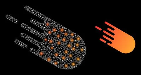 Polygonal Network Mesh Bolide with Lightspots Stock Illustration