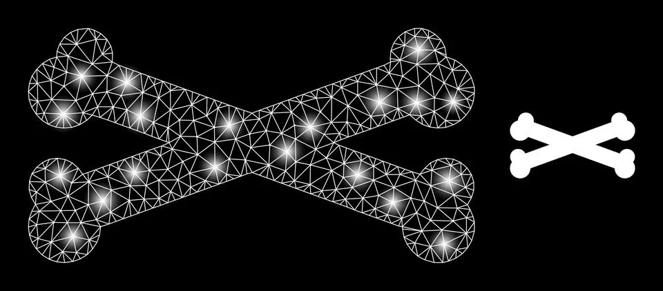 Polygonal Network Mesh Bones with Light Spots Illustration