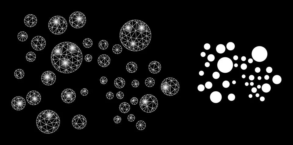 Polygonal Network Mesh Bubble Cluster with Magic イラスト素材
