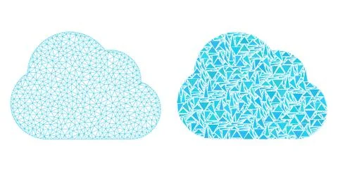 Polygonal Network Mesh Cloud and Mosaic Icon Illustrazione stock