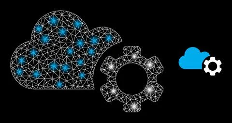 Polygonal Network Mesh Cloud Service with Magic Stock Illustration