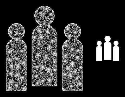 Polygonal Network Mesh Crowd with Magic Stock Illustration