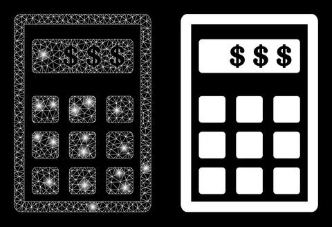 Polygonal Network Mesh Dollar Calculator with Glare Spots Stock Illustration
