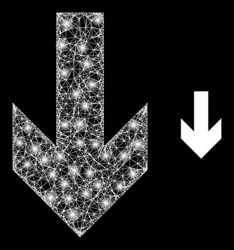 Polygonal Network Mesh Down Arrow Direction with Magic Stock Illustration