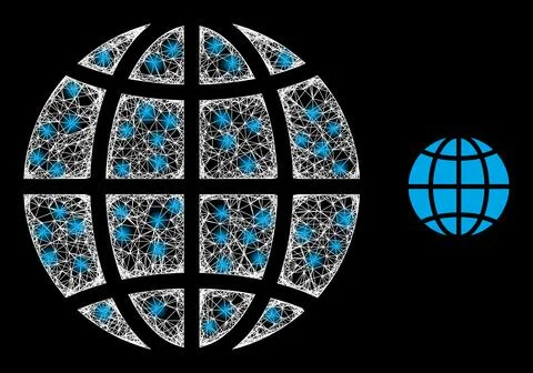 Polygonal Network Mesh Earth Globe with Lightspots 库存插图