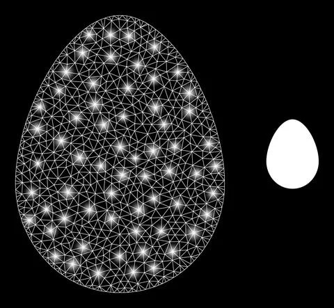 Polygonal Network Mesh Egg with Magic Stock Illustration