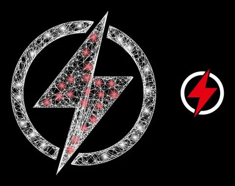 Polygonal Network Mesh Electricity Generation with Magic Stock Illustration