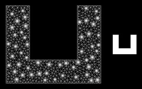 Polygonal Network Mesh Empty Box with Lightspots Stock Illustration