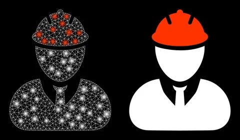 Polygonal Network Mesh Engineer with Lightspots Stock Illustration