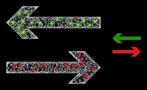 Polygonal Network Mesh Exchange Arrows with Magic Illustrazione stock