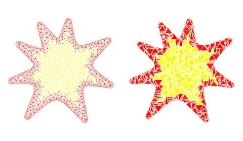 Polygonal Network Mesh Exploding Boom and Mosaic Icon Stock Illustration