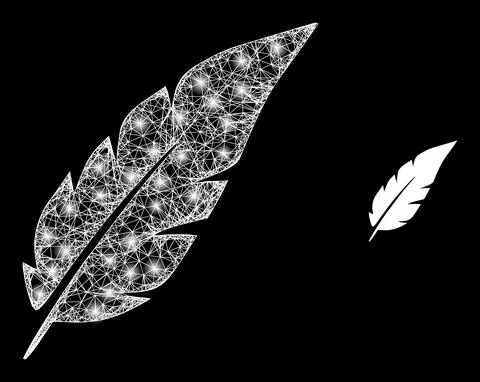 Polygonal Network Mesh Feather with Light Spots Stock Illustration