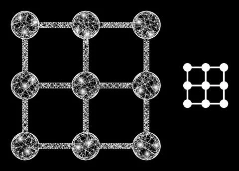 Polygonal Network Mesh Grid Nodes with Magic Illustrazione stock
