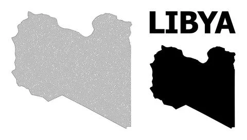 Polygonal Network Mesh High Detail Vector Map of Libya Abstractions Stock Illustration