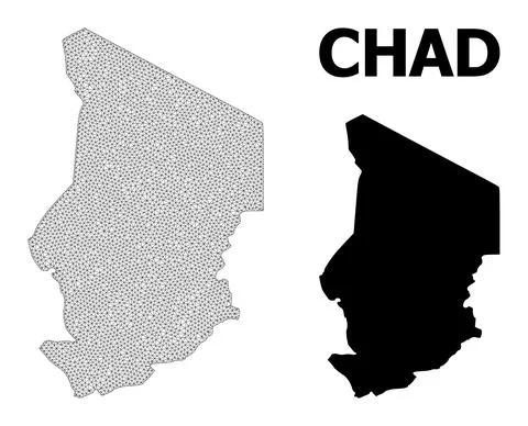 Polygonal Network Mesh High Detail Vector Map of Chad Abstractions イラスト素材