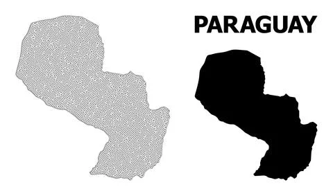 Polygonal Network Mesh High Detail Vector Map of Paraguay Abstractions Stock Illustration