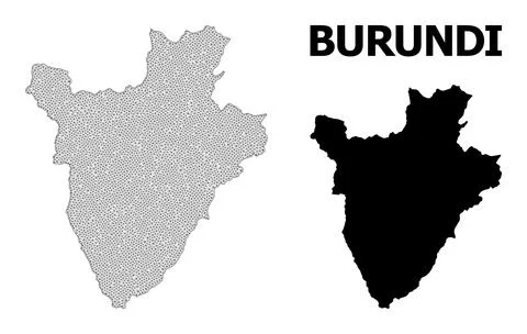 Polygonal Network Mesh High Detail Vector Map of Burundi Abstractions Stock Illustration