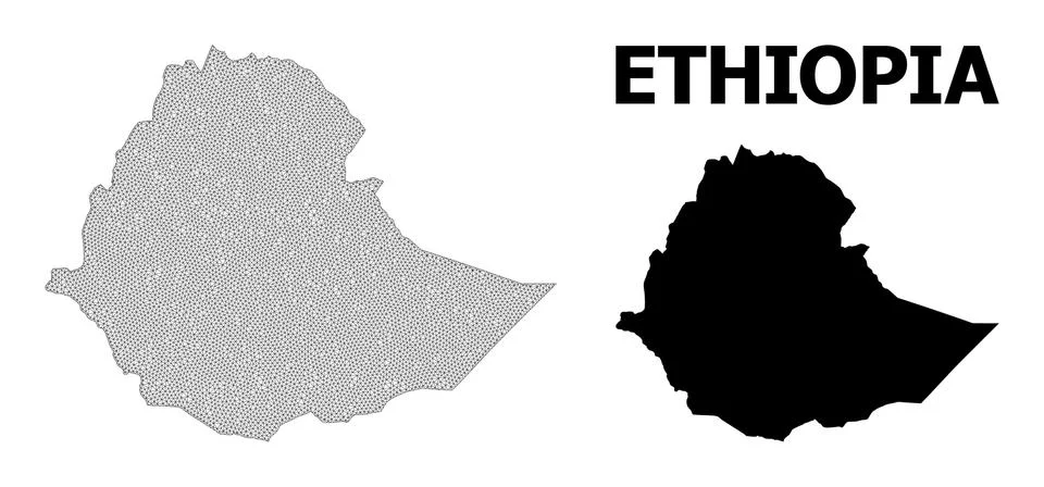Polygonal Network Mesh High Resolution Vector Map of Ethiopia Abstractions Stock Illustration