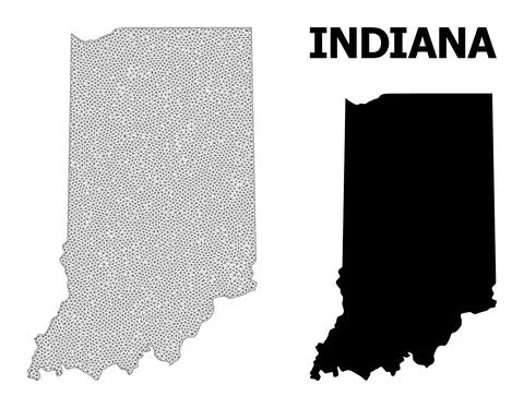 Polygonal Network Mesh High Resolution Vector Map of Indiana State Abstractions 스톡 일러스트