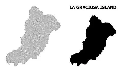 Polygonal Network Mesh High Resolution Vector Map of La Graciosa Island 스톡 일러스트