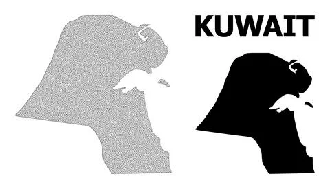 Polygonal Network Mesh High Resolution Vector Map of Kuwait Abstractions Stock Illustration