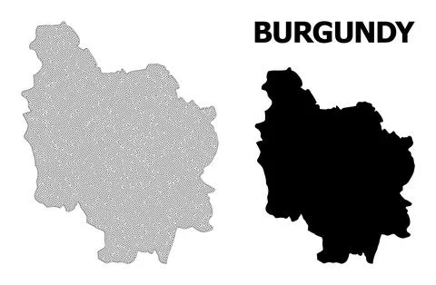 Polygonal Network Mesh High Resolution Vector Map of Burgundy Province Stock Illustration