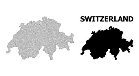Polygonal Network Mesh High Resolution Vector Map of Switzerland Abstractions Stock Illustration