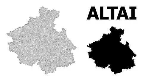 Polygonal Network Mesh High Resolution Vector Map of Altai Republic Abstractions Illustrazione stock