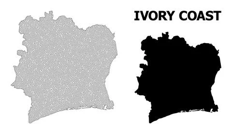 Polygonal Network Mesh High Resolution Vector Map of Ivory Coast Abstractions Stock Illustration