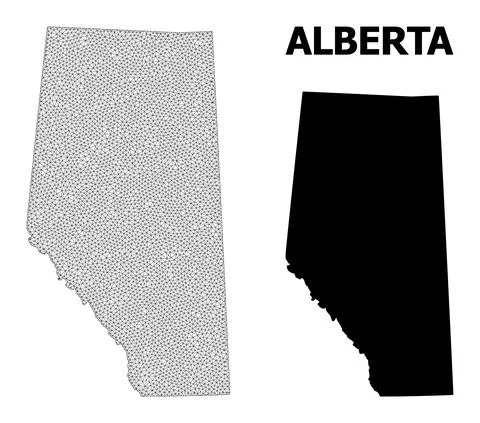 Polygonal Network Mesh High Resolution Vector Map of Alberta Province Stock Illustration