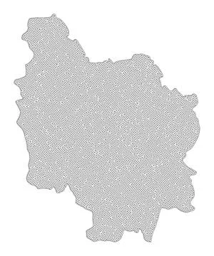 Polygonal Network Mesh High Resolution Raster Map of Burgundy Province Stock Illustration