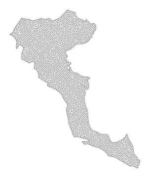 Polygonal Network Mesh High Resolution Raster Map of Corfu Island Abstractions Stock Illustration