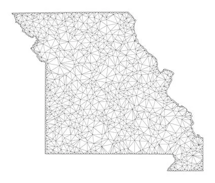 Polygonal Network Mesh High Resolution Raster Map of Missouri State Abstractions Stock Illustration