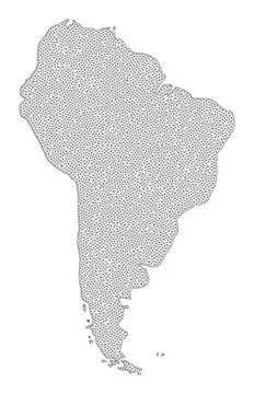 Polygonal Network Mesh High Resolution Raster Map of South America Abstractions Stock Illustration