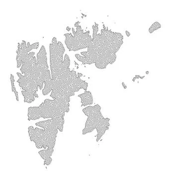 Polygonal Network Mesh High Resolution Raster Map of Svalbard Islands Stock Illustration