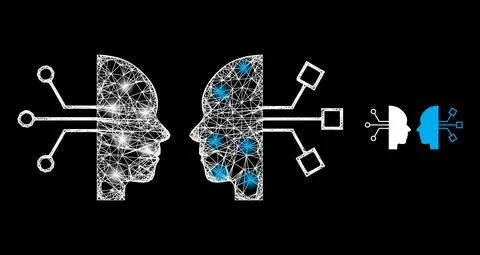 Polygonal Network Mesh Human Network Interface with Glare Spots Stockillustratie