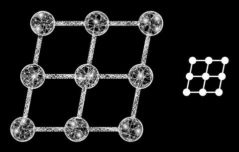 Polygonal Network Mesh Inclined Grid Nodes with Glare Spots 库存插图