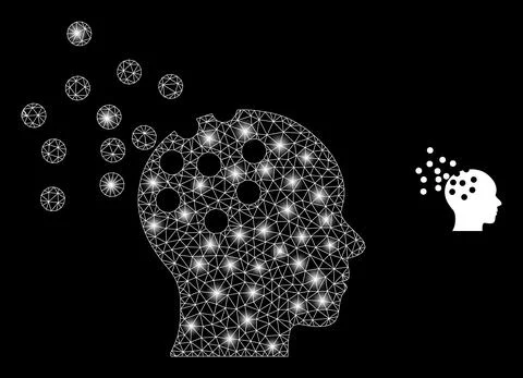 Polygonal Network Mesh Intellect Synthesis with Glare Spots Stock Illustration