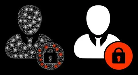 Polygonal Network Mesh Locked User with Light Spots Stockillustratie