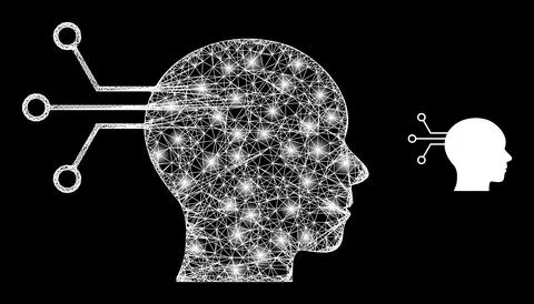 Polygonal Network Mesh Mental Interface with Magic Stock Illustration