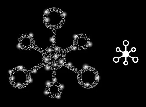 Polygonal Network Mesh Network with Lightspots Stock Illustration