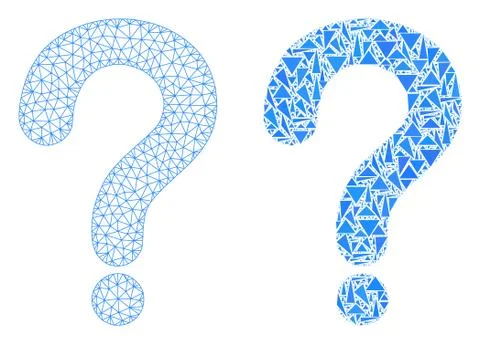 Polygonal Network Mesh Question Mark and Mosaic Icon Illustrazione stock