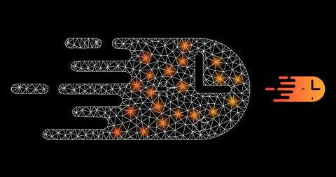 Polygonal Network Mesh Rush Time with Glare Spots Stock Illustration