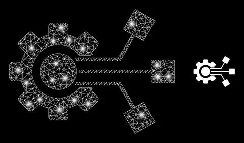 Polygonal Network Mesh Smart Component with Magic Stock Illustration