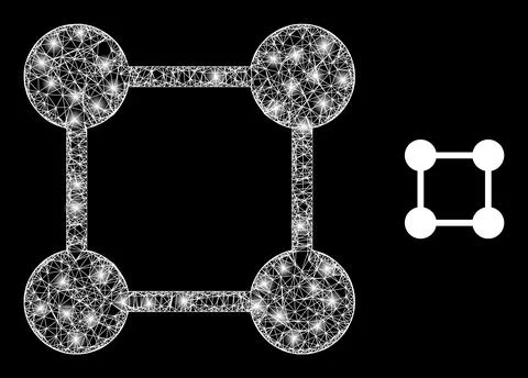 Polygonal Network Mesh Square Grid Centers with Magic Stock Illustration