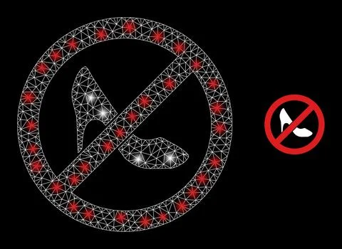 Polygonal Network Mesh Stop Lady Shoes with Light Spots Stock Illustration