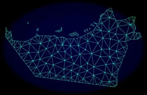 Polygonal Network Mesh Vector Abstract Map of Abu Dhabi Emirate Stock Illustration