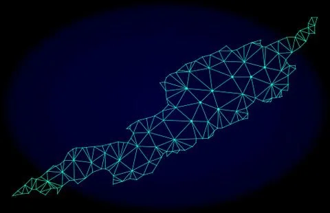 Polygonal Network Mesh Vector Abstract Map of Anguilla Island Stock Illustration