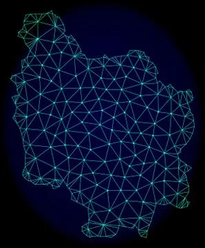 Polygonal Network Mesh Vector Abstract Map of Burgundy Province Stock Illustration